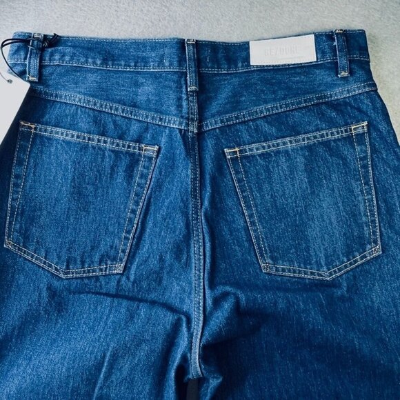 RE/DONE 70s' Wide-Leg Jeans Size 31 Dark Wash Flat Front Coin Pockets Mom Jeans - Picture 11 of 11